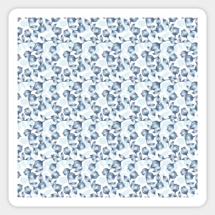 Blue Pastel Elegance: Tulip Silhouette Floral Pattern Sticker